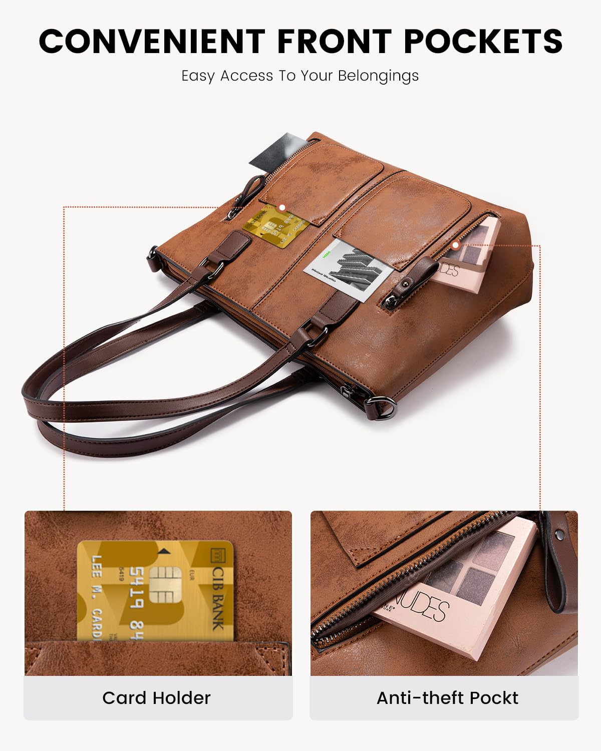 Foto 4 pulgar | Bolso Lovevook Grande Vintage De Piel Sintética Marrón Para Mujer - Venta Internacional.
