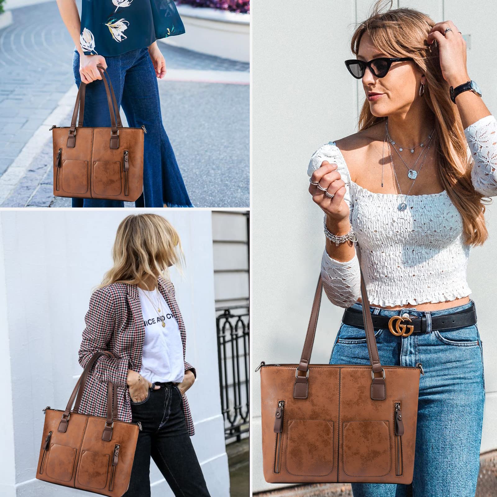 Foto 7 pulgar | Bolso Lovevook Grande Vintage De Piel Sintética Marrón Para Mujer - Venta Internacional.