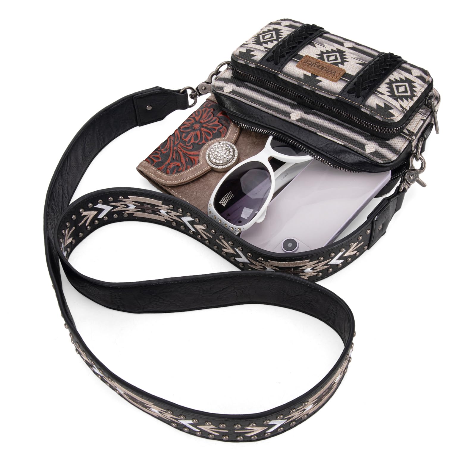 Foto 7 pulgar | Bandolera Montana West Wrangler Boho Aztec Black Para Mujer - Venta Internacional.
