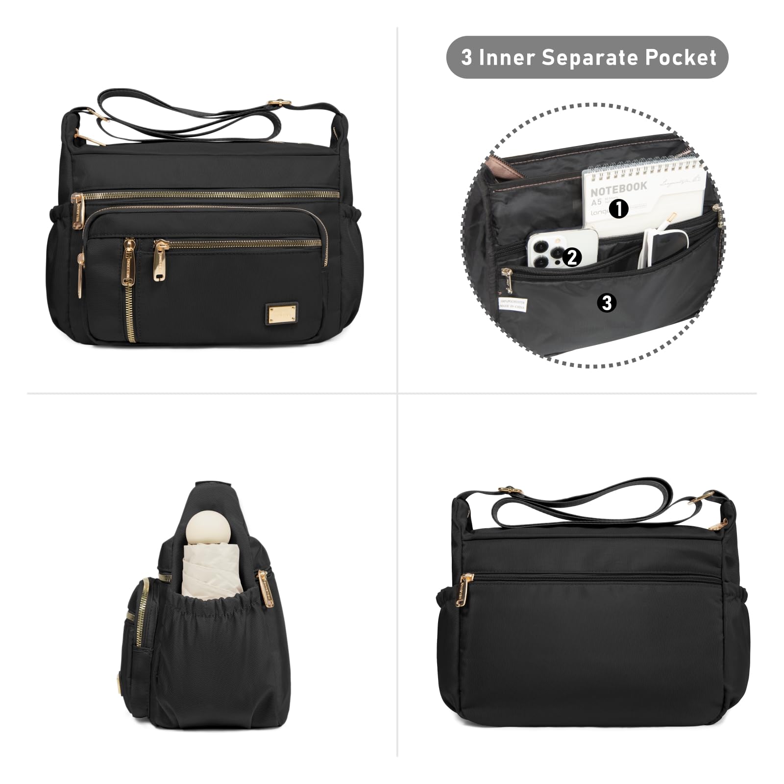 Foto 3 pulgar | Bandolera Npbag Para Mujer, Bandolera De Nailon, Color Negro - Venta Internacional.