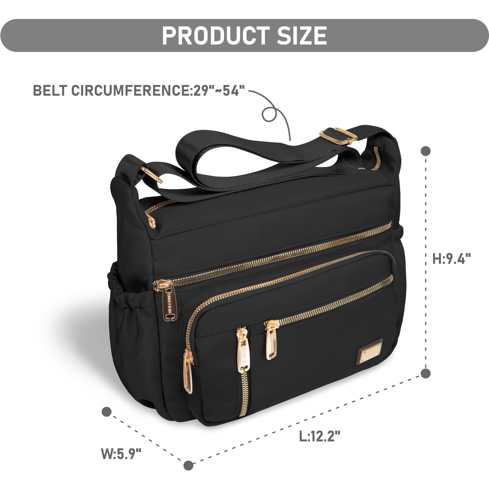 Foto 3 | Bandolera Npbag Para Mujer, Bandolera De Nailon, Color Negro - Venta Internacional.