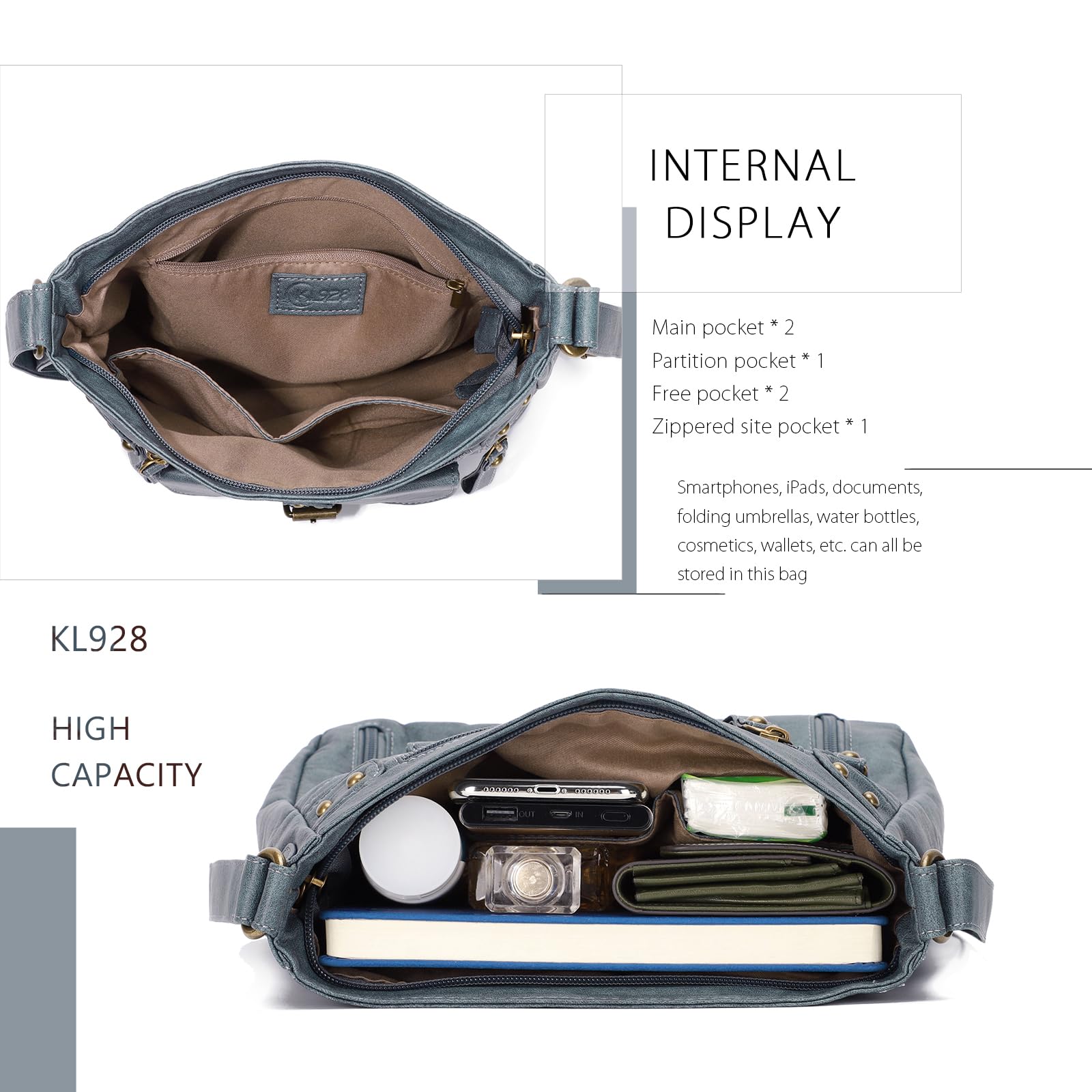 Foto 4 | Bandolera Kl928 Para Mujer En Piel Sintética Mediana - Venta Internacional.