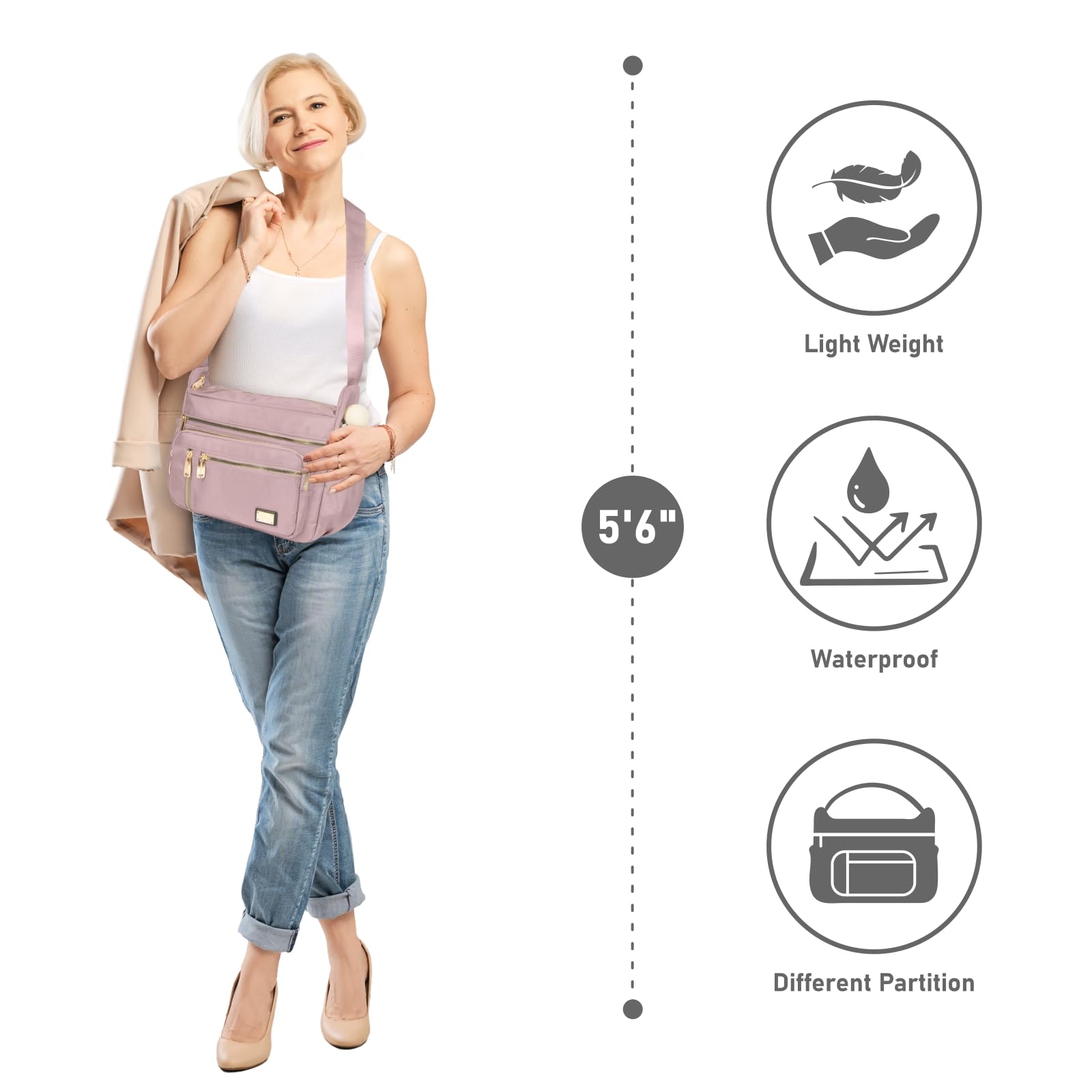 Foto 7 pulgar | Bandolera Npbag Para Mujer Impermeable Violeta - Venta Internacional.