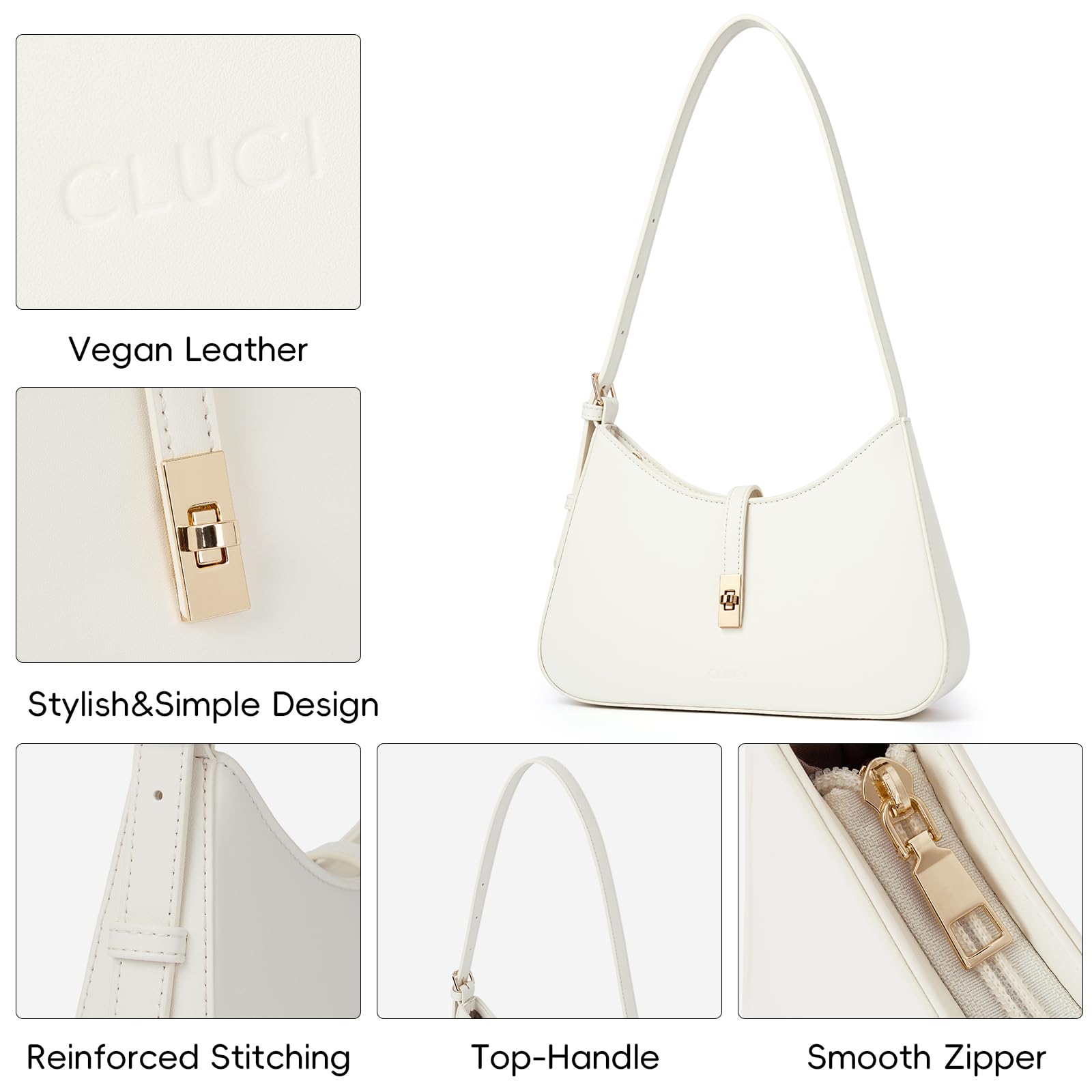 Foto 5 pulgar | Bandolera Cluci Para Mujer De Piel Vegana Blanca - Venta Internacional.