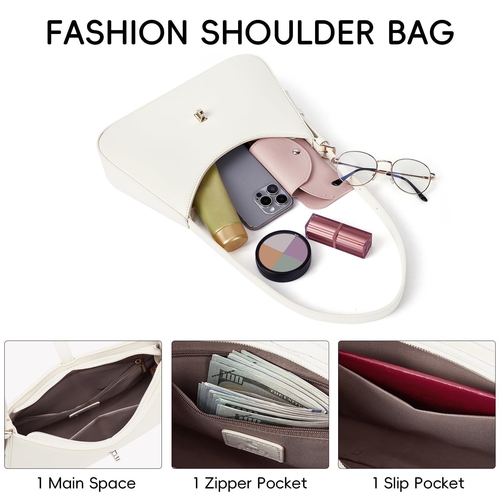 Foto 6 pulgar | Bandolera Cluci Para Mujer De Piel Vegana Blanca - Venta Internacional.