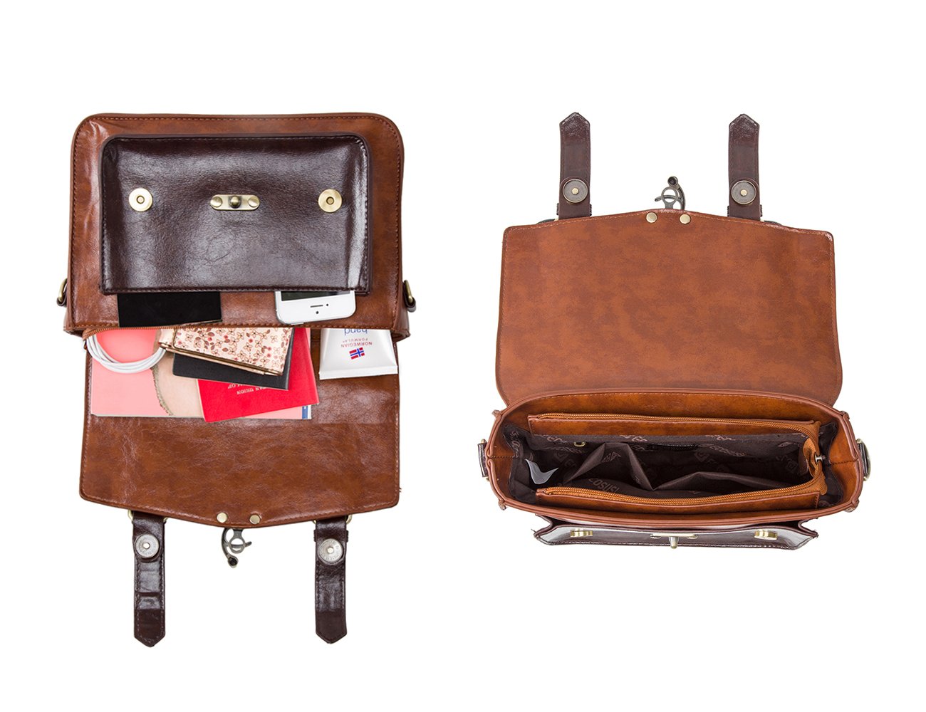 Foto 4 | Bandolera Ecosusi Para Mujer, Vintage, Piel Sintética, Color Café - Venta Internacional.