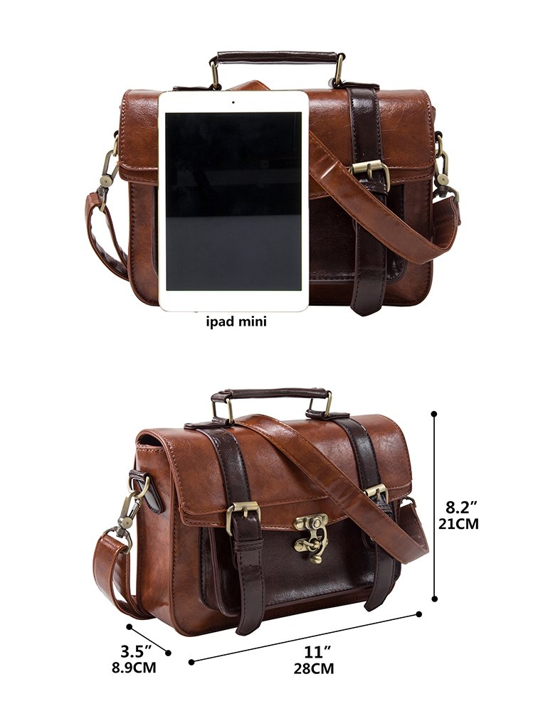 Foto 5 | Bandolera Ecosusi Para Mujer, Vintage, Piel Sintética, Color Café - Venta Internacional.