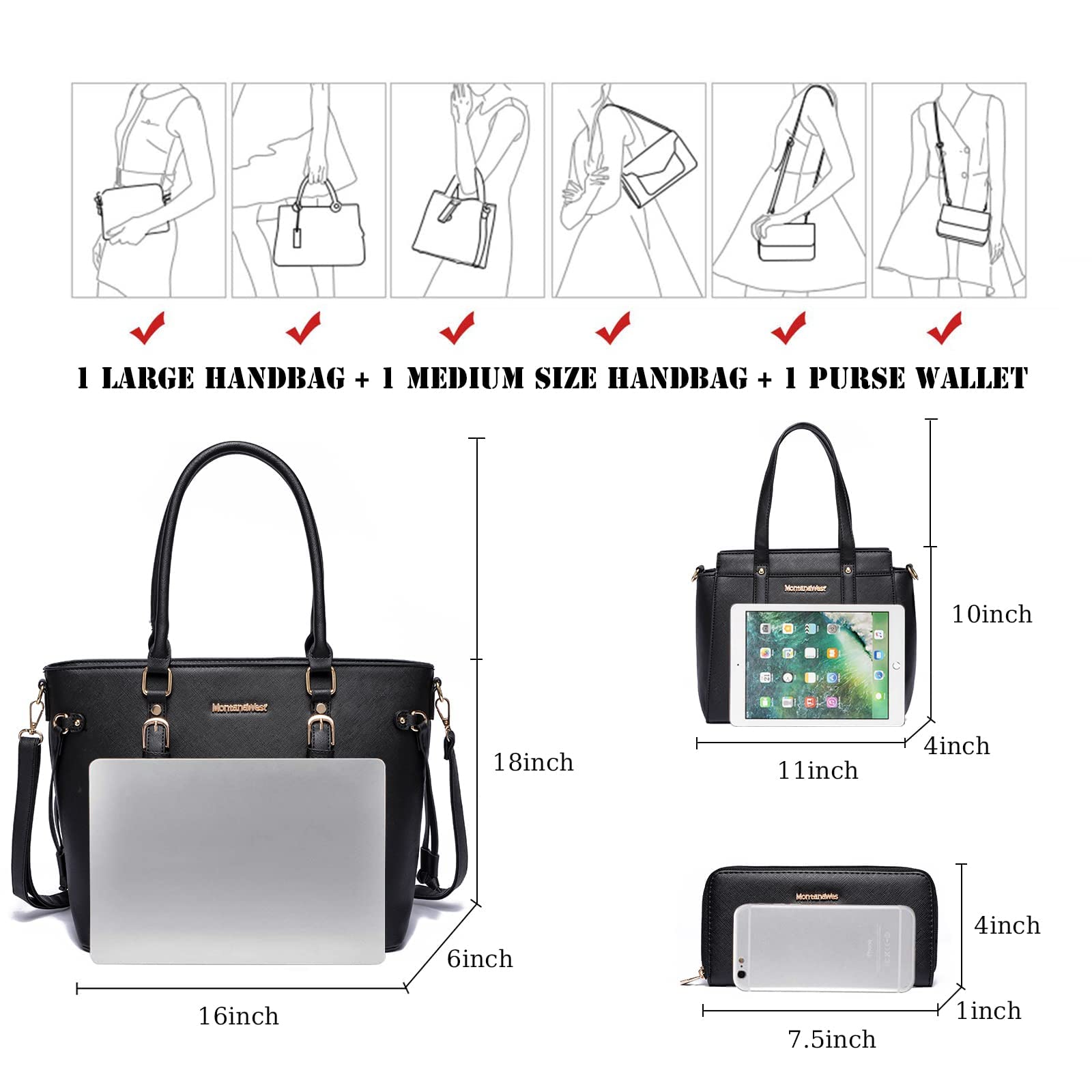 Foto 6 | Set De Monedero Montana West, Bolso Tipo Cartera De Piel Para Mujer - Venta Internacional.
