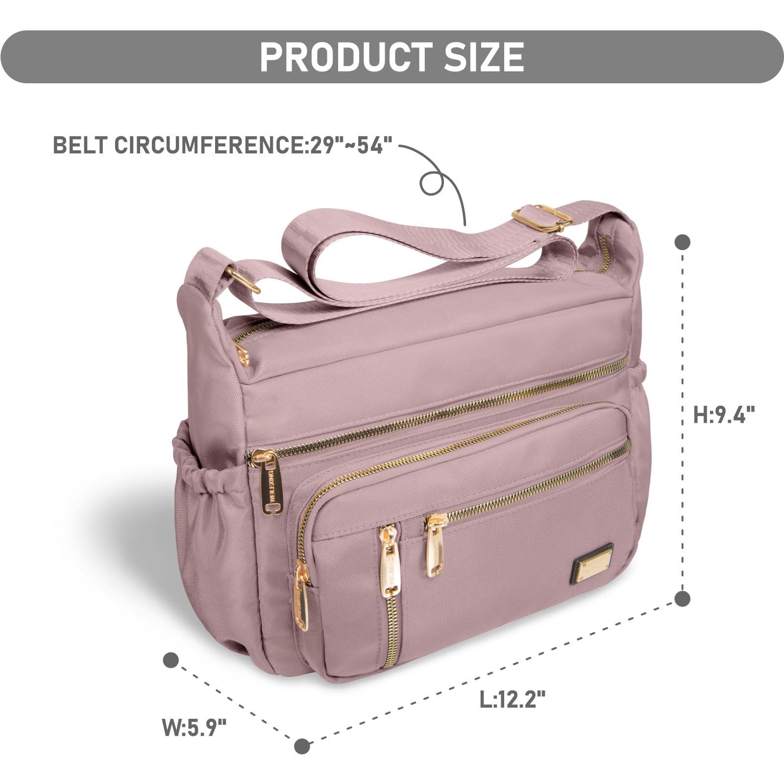 Foto 4 pulgar | Bandolera Npbag Para Mujer De Nailon Impermeable, Plata Y Rosa - Venta Internacional.