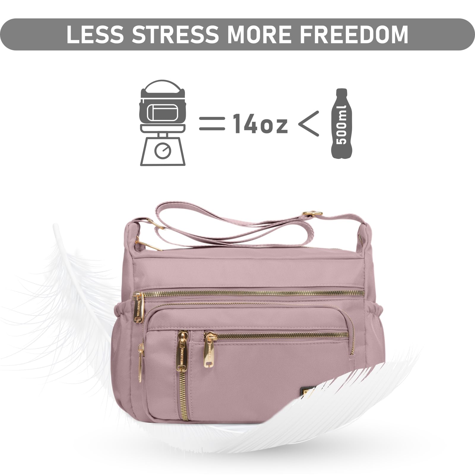 Foto 5 pulgar | Bandolera Npbag Para Mujer De Nailon Impermeable, Plata Y Rosa - Venta Internacional.
