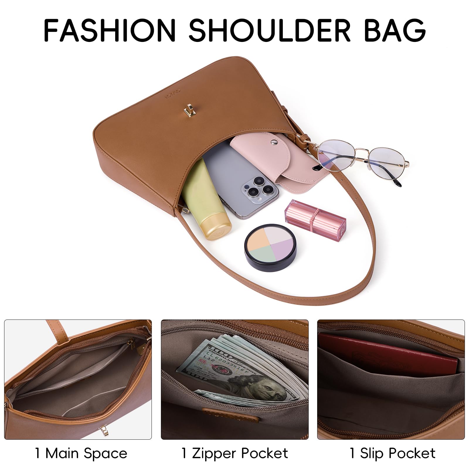 Foto 6 pulgar | Bandolera Cluci Para Mujer De Piel Vegana Marrón - Venta Internacional.