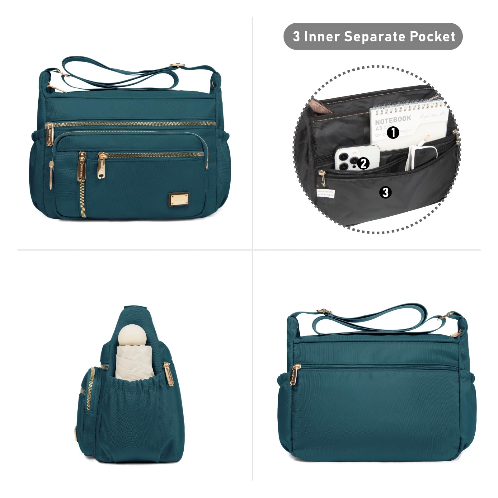 Foto 3 pulgar | Bandolera Npbag Para Mujer, De Nailon Impermeable, Azul Turquesa - Venta Internacional.