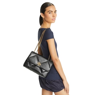 Foto 2 | Bolsa Shoulder Tory Burch Color Negro Con Doble Asa Dorada
