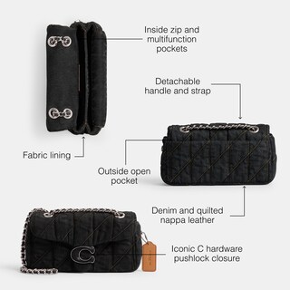 Foto 3 | Bandolera Coach Tabby 20 En Denim Negro Y Piel - Venta Internacional.