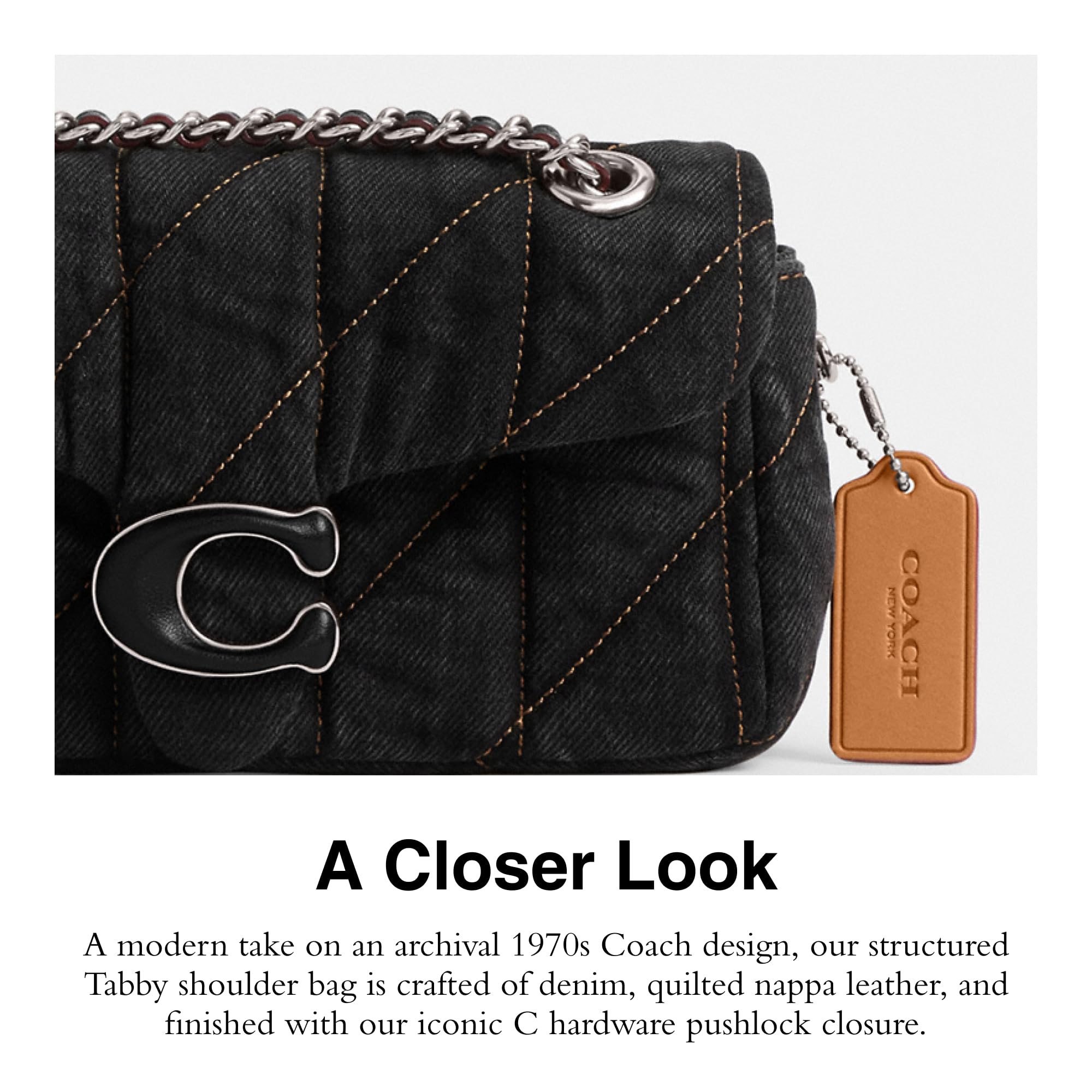 Foto 5 pulgar | Bandolera Coach Tabby 20 En Denim Negro Y Piel - Venta Internacional.