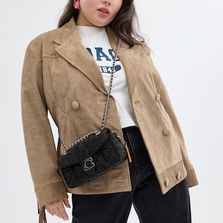Foto 5 | Bandolera Coach Tabby 20 En Denim Negro Y Piel - Venta Internacional.