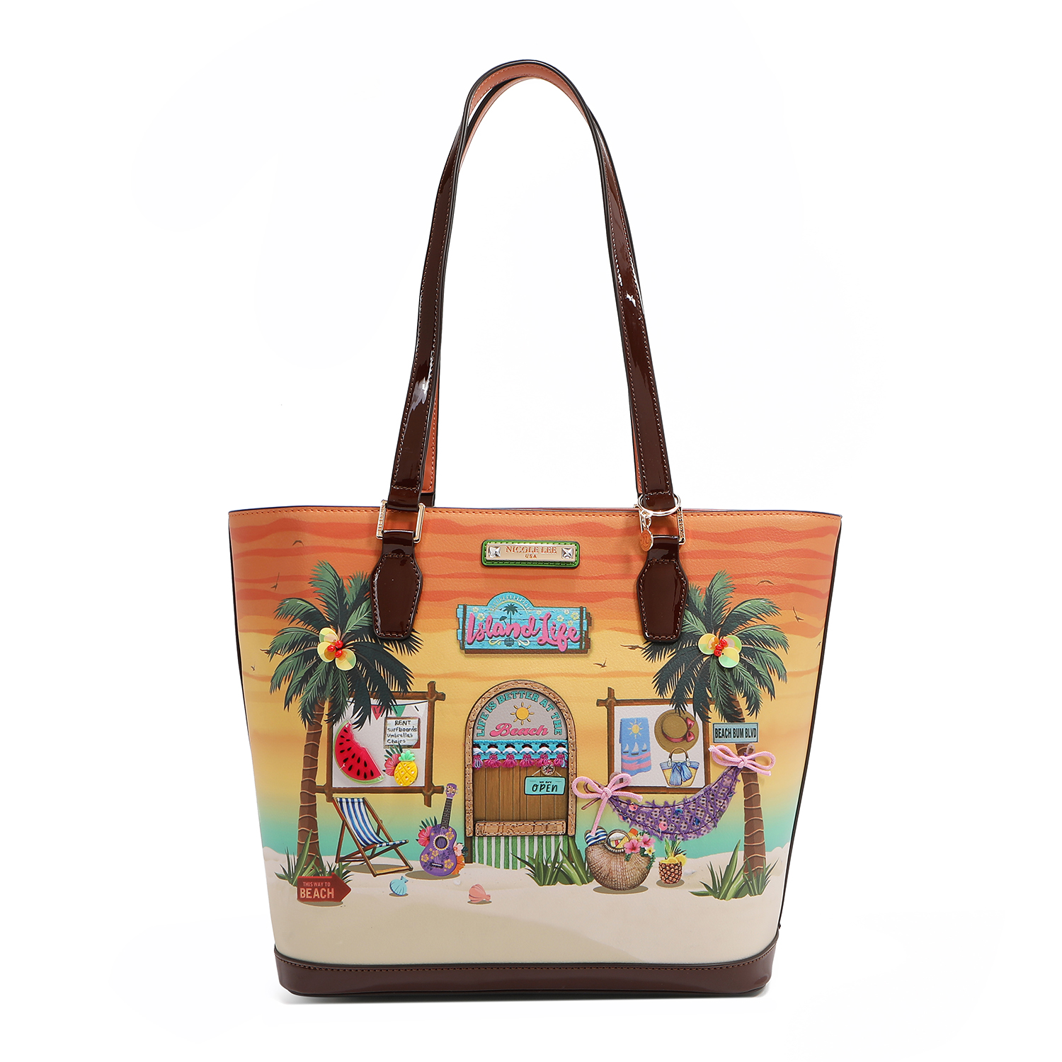 Foto 2 pulgar | Bolsa Tote De Nicole Lee Estampada Sun & Sand
