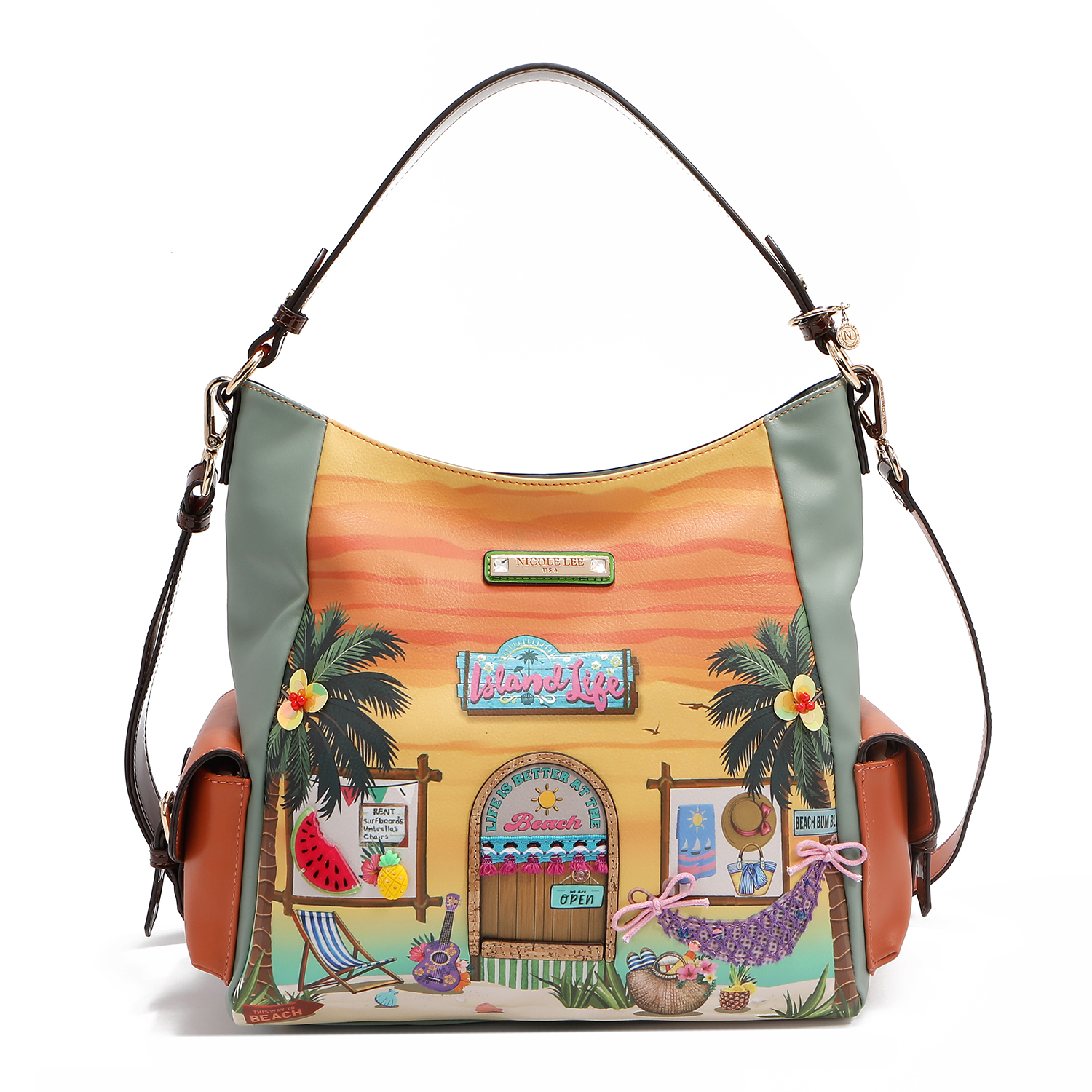 Foto 2 pulgar | Bolsa Hobo De Nicole Lee Estampada Sun & Sand