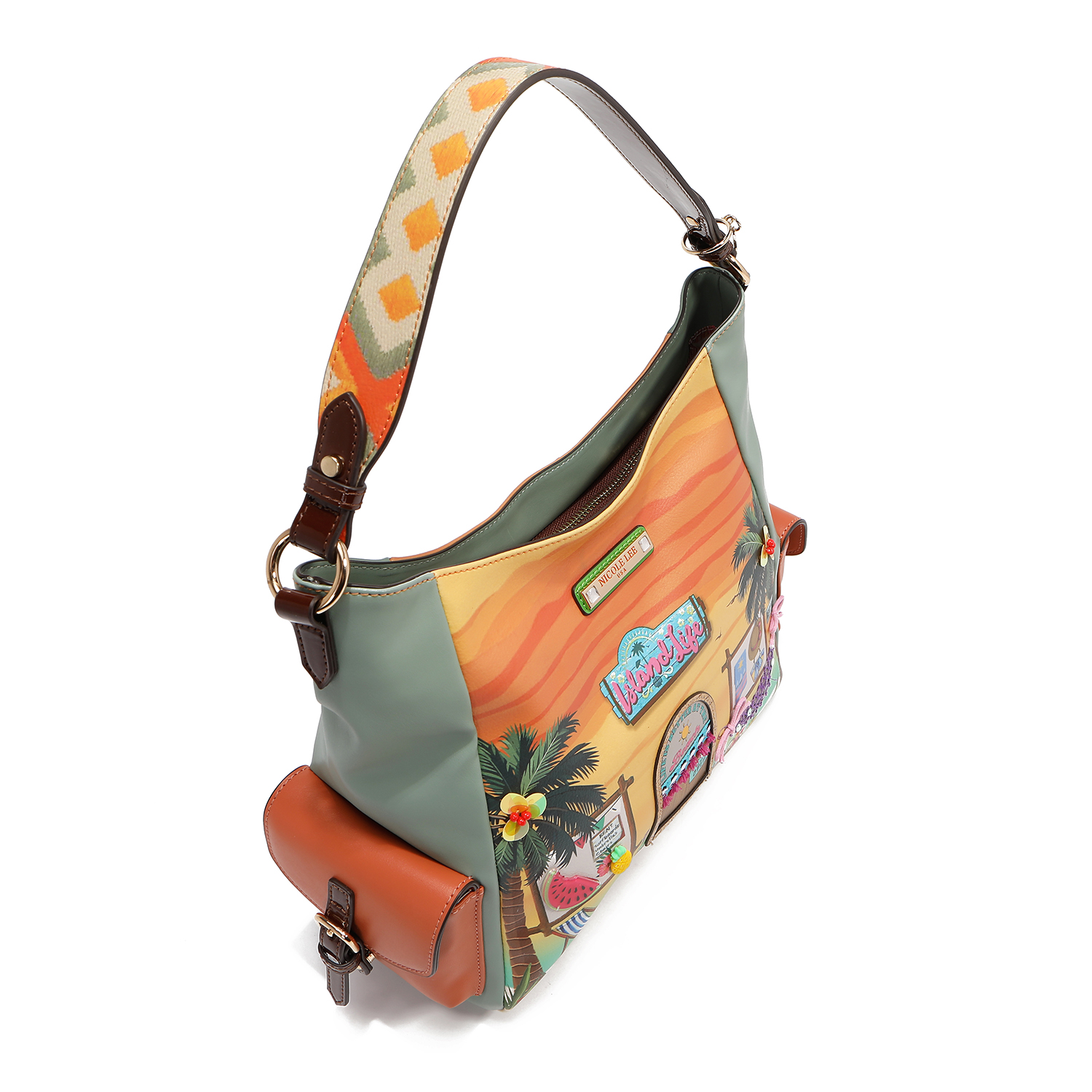 Foto 4 pulgar | Bolsa Hobo De Nicole Lee Estampada Sun & Sand