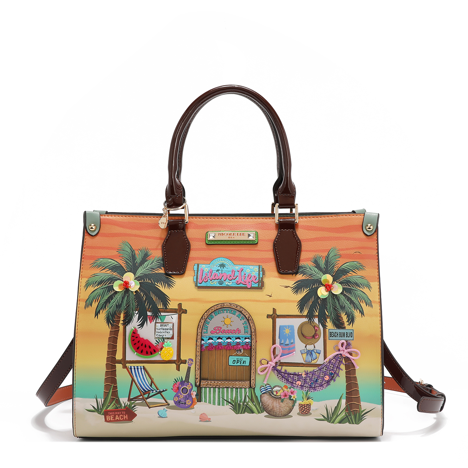 Foto 1 | Bolsa Cuadrada De Nicole Lee Estampada Sun & Sand