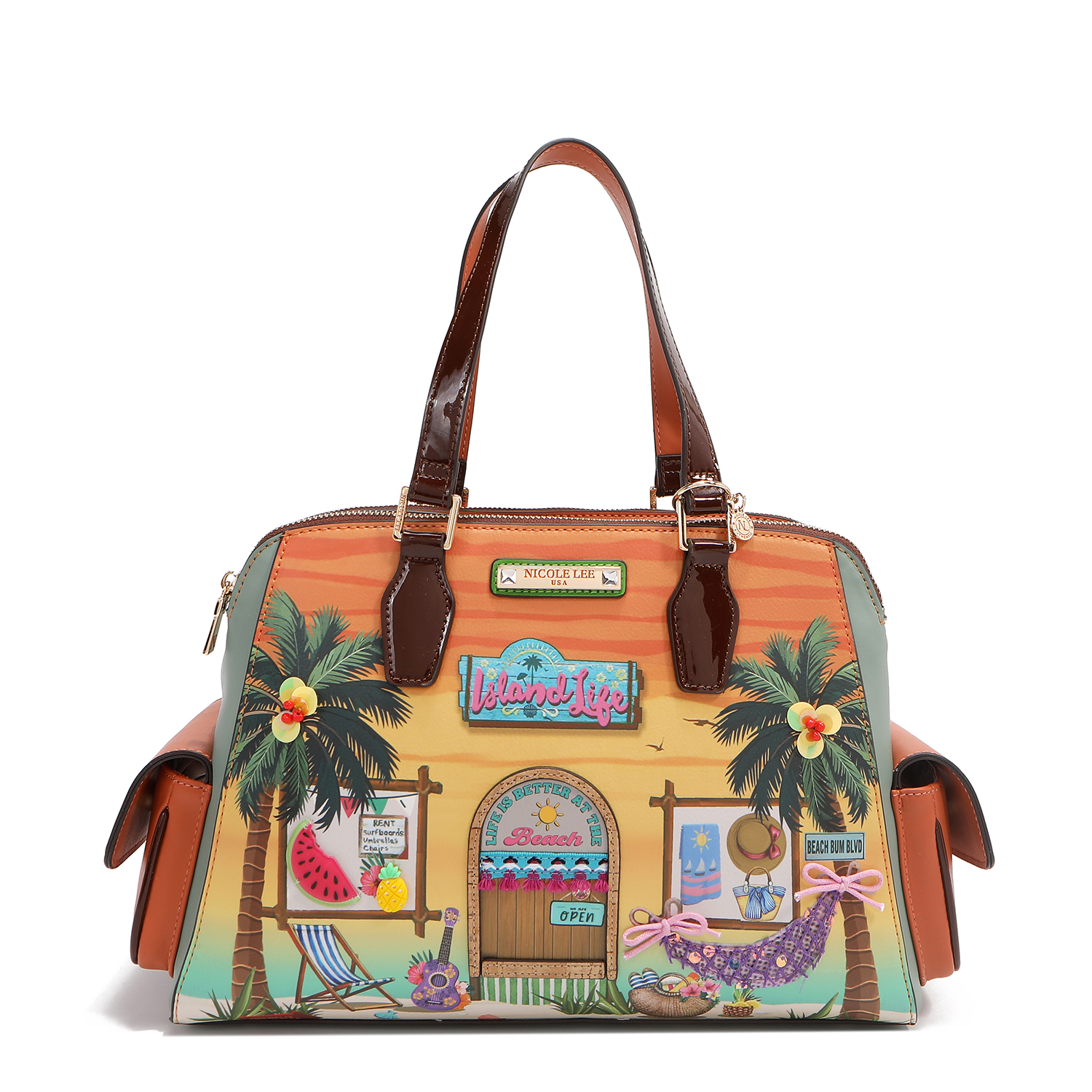 Foto 2 pulgar | Bolsa Boston De Nicole Lee Estampada Sun & Sand