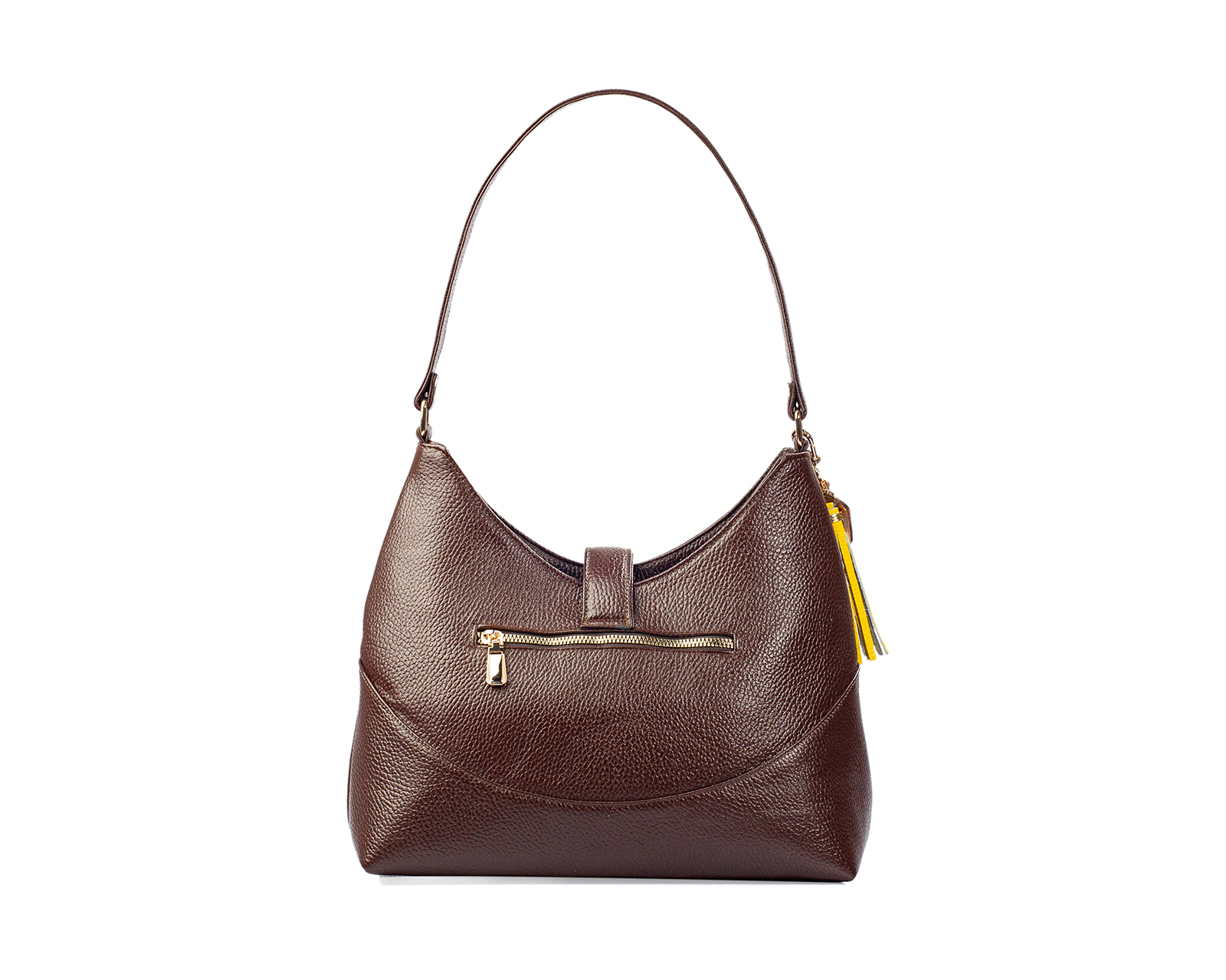 Foto 3 pulgar | Bolso Hobo A Ángelozano De Piel Vacuna Con Grabado Tipo Cincelado, Color Café, Modelo Magali