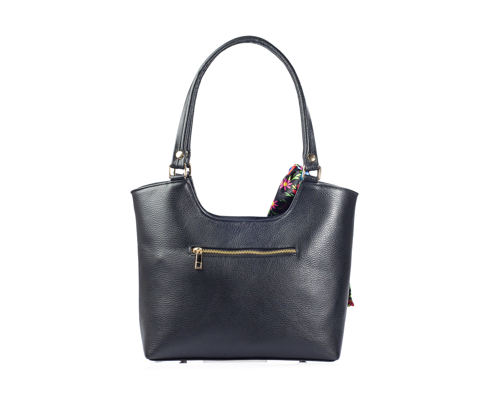 Foto 5 pulgar | Bolso Tote A Ángelozano De Piel Vacuna Con Grabado Tipo Cincelado Y Mascada, Color Negro, Modelo Graciela