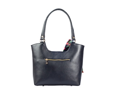 Foto 4 | Bolso Tote A Ángelozano De Piel Vacuna Con Grabado Tipo Cincelado Y Mascada, Color Negro, Modelo Graciela