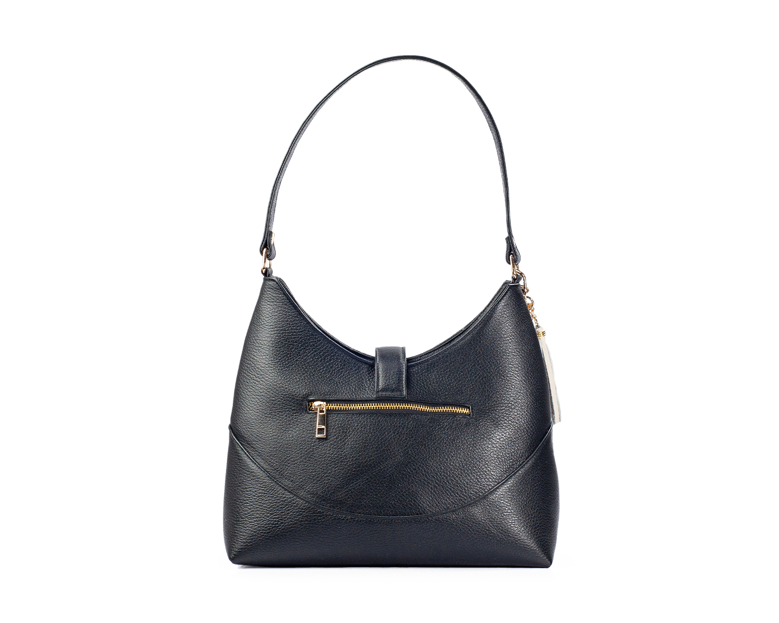 Foto 3 pulgar | Bolso Hobo A Ángelozano De Piel Vacuna Con Grabado Tipo Cincelado, Color Negro, Modelo Magali