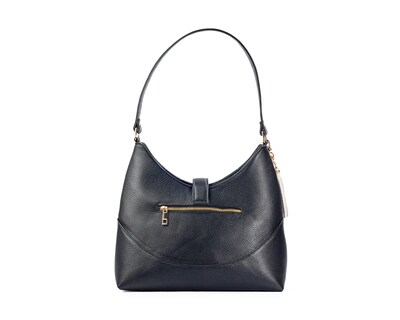Foto 2 | Bolso Hobo A Ángelozano De Piel Vacuna Con Grabado Tipo Cincelado, Color Negro, Modelo Magali