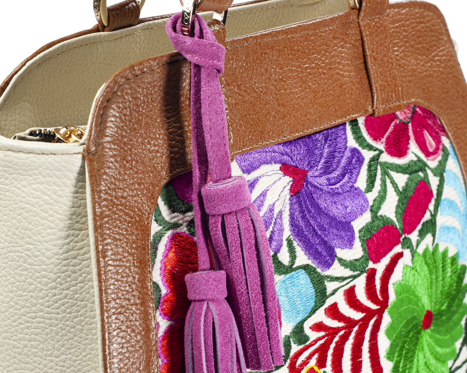 Foto 4 | Bolso Tote A Ángelozano De Piel Vacuna Con Telar Artesanal, Color Negro, Modelo Ire