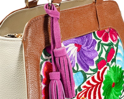 Foto 4 | Bolso Tote A Ángelozano De Piel Vacuna Con Telar Artesanal, Color Negro, Modelo Ire
