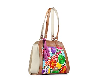 Foto 5 | Bolso Tote A Ángelozano De Piel Vacuna Con Telar Artesanal, Color Negro, Modelo Ire