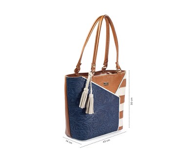 Foto 5 | Bolso Tote A Ángelozano De Piel Vacuna Con Franjas, Color Negro, Modelo Florentina