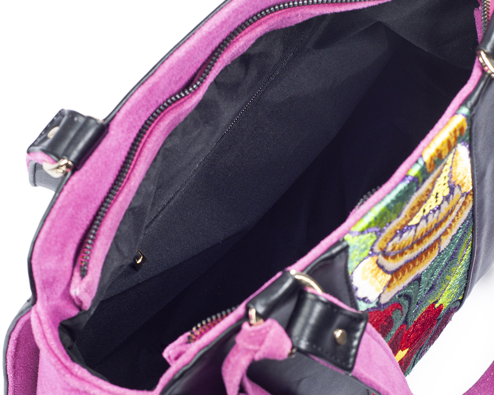 Foto 7 pulgar | Bolso Tote A Ángelozano De Piel Vacuna Con Telar Artesanal, Color Negro, Modelo Ire