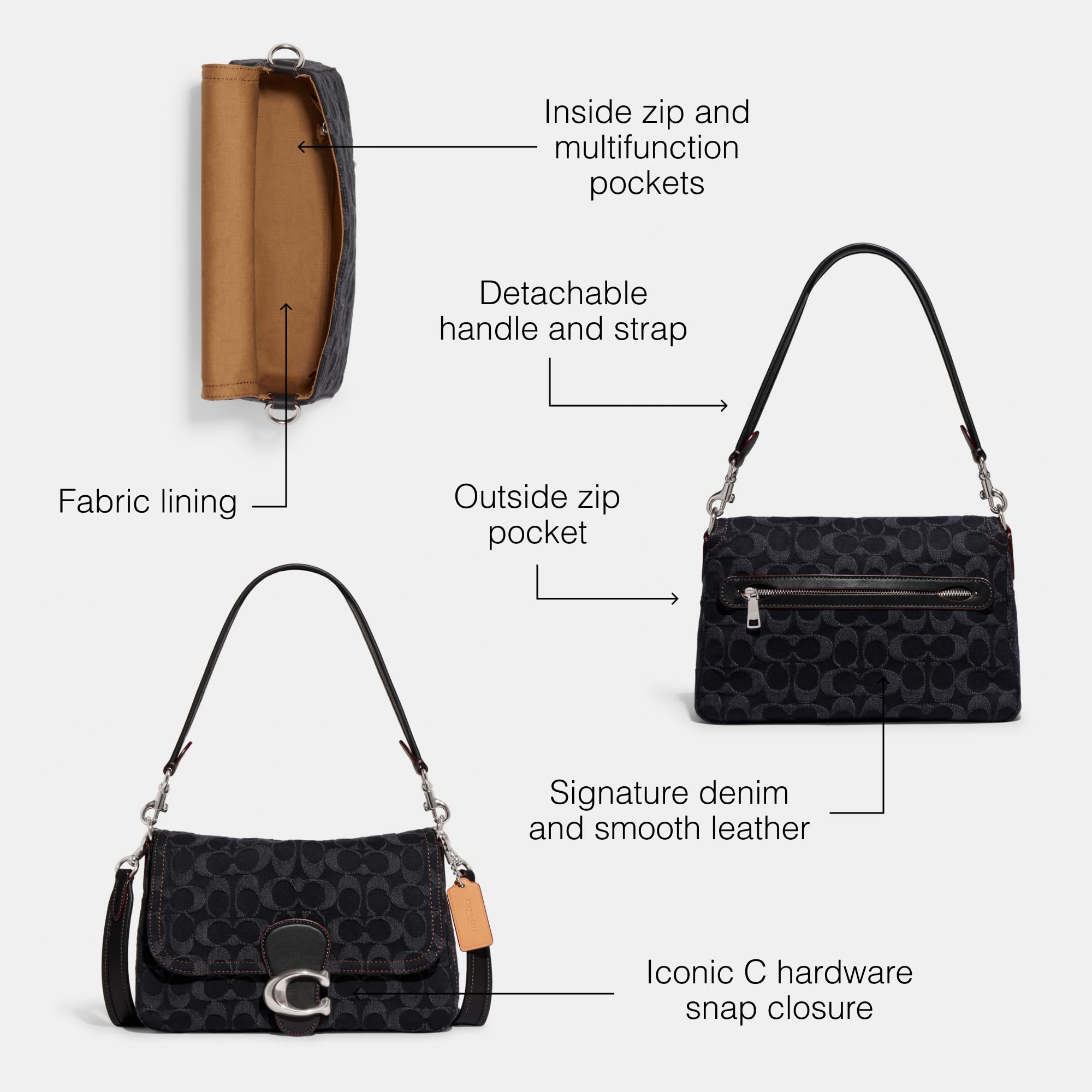 Foto 4 pulgar | Bandolera Coach Soft Tabby Black Denim Para Mujer - Venta Internacional.