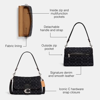 Foto 3 | Bandolera Coach Soft Tabby Black Denim Para Mujer - Venta Internacional.