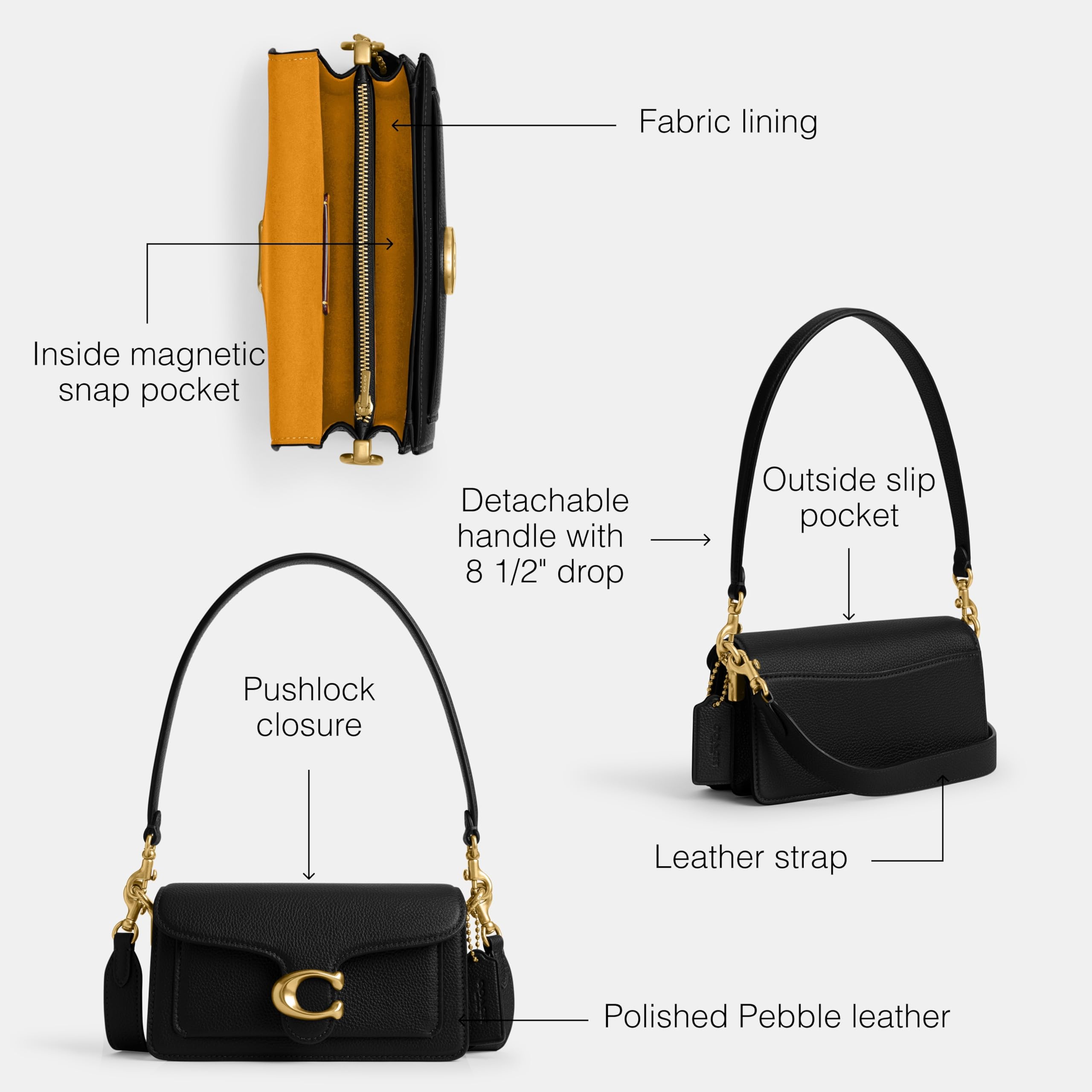 Foto 3 | Bandolera Coach Tabby 20 De Piel Granulada Pulida - Venta Internacional.