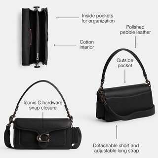 Foto 3 | Bolso De Hombro Coach De Piel Granulada Pulida Tabby 20 Negro - Venta Internacional.
