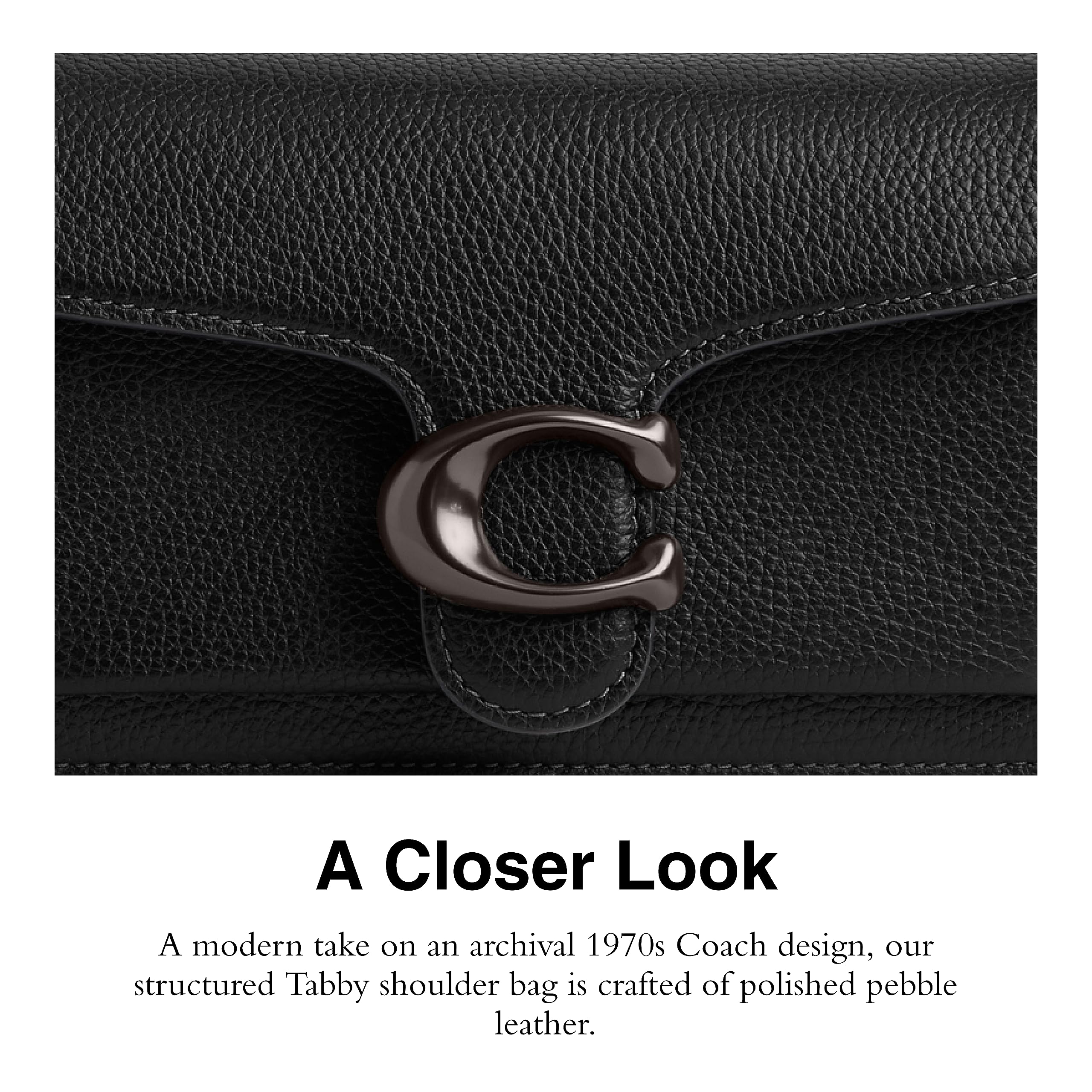 Foto 4 | Bolso De Hombro Coach De Piel Granulada Pulida Tabby 20 Negro - Venta Internacional.