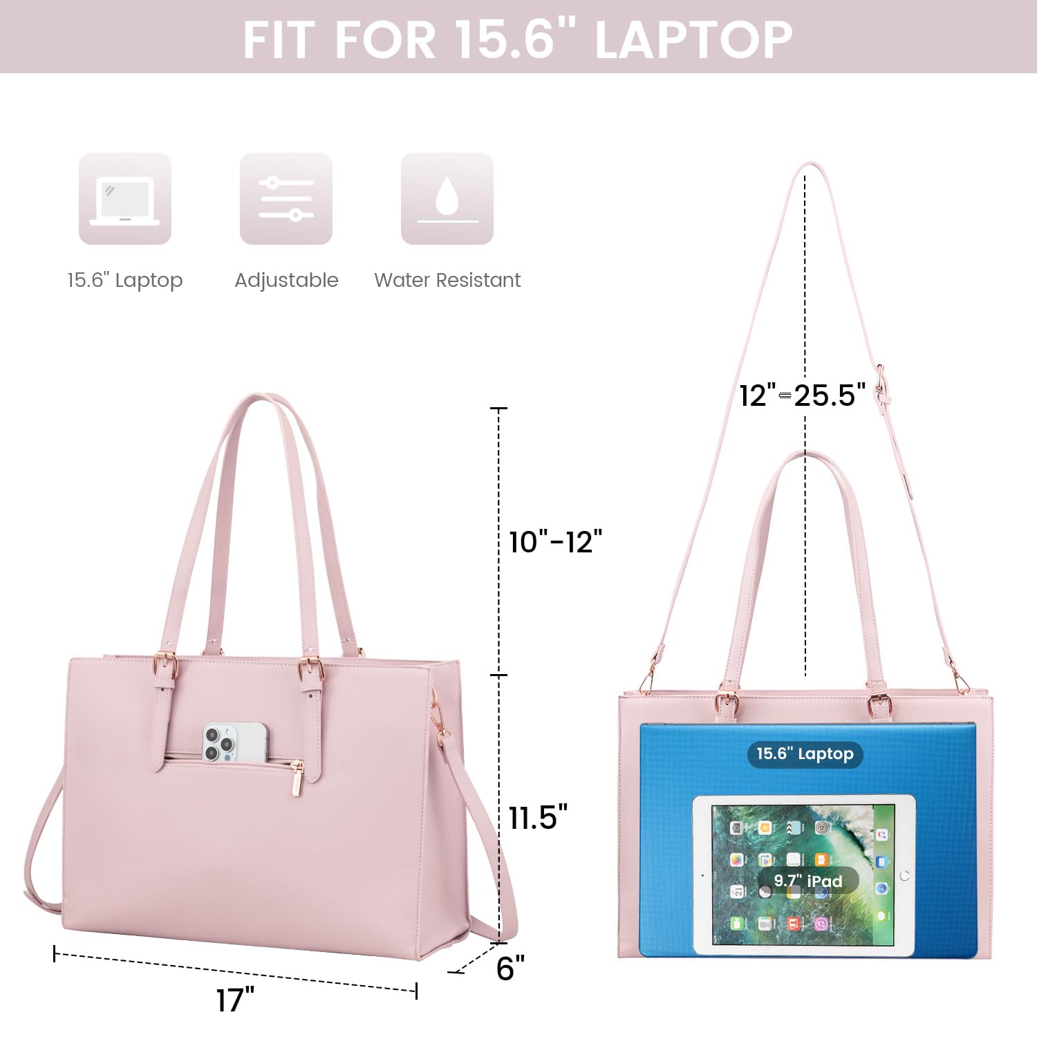 Foto 4 | Bolsa Para Portátil Lovevook Fashion Computer Tote 15.6 Pulgadas, Rosa, Para Mujer - Venta Internacional.