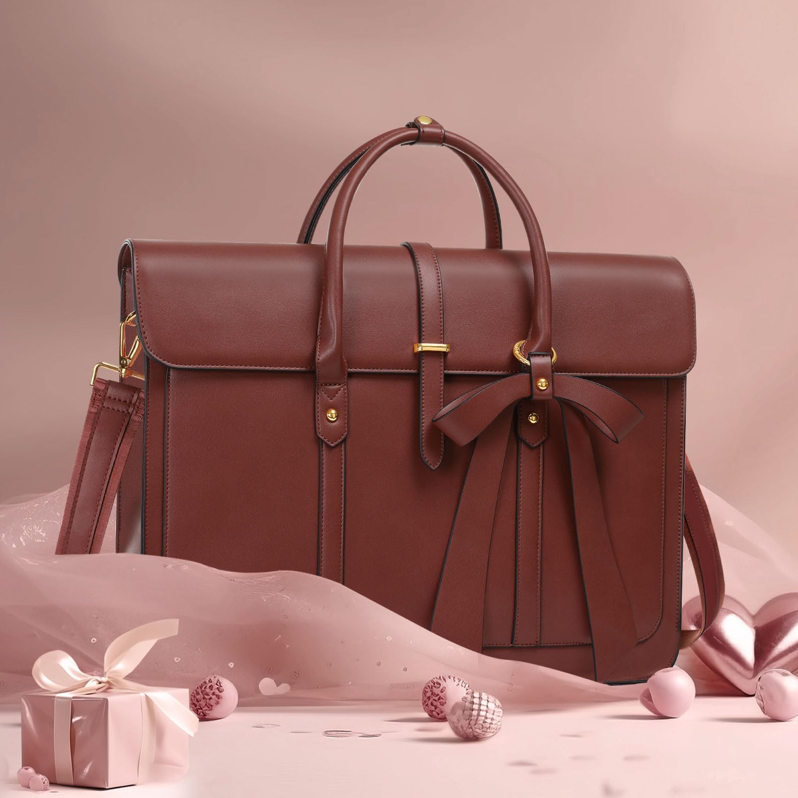 Foto 5 | Bolsa Para Portátil Mosiso De Piel Sintética De 13 A 14 Pulgadas Para Mujer, Color Marrón - Venta Internacional.