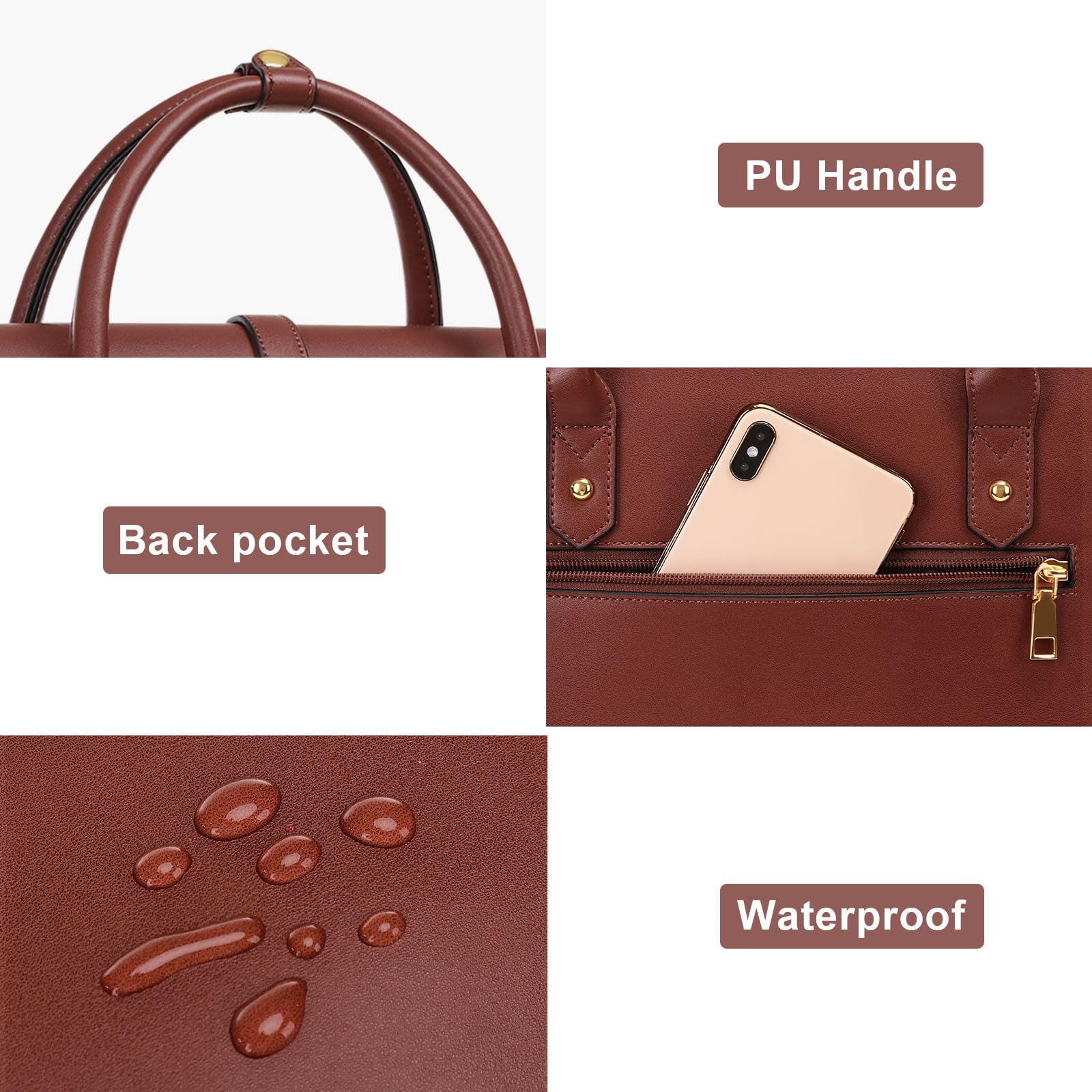 Foto 7 | Bolsa Para Portátil Mosiso De Piel Sintética De 13 A 14 Pulgadas Para Mujer, Color Marrón - Venta Internacional.