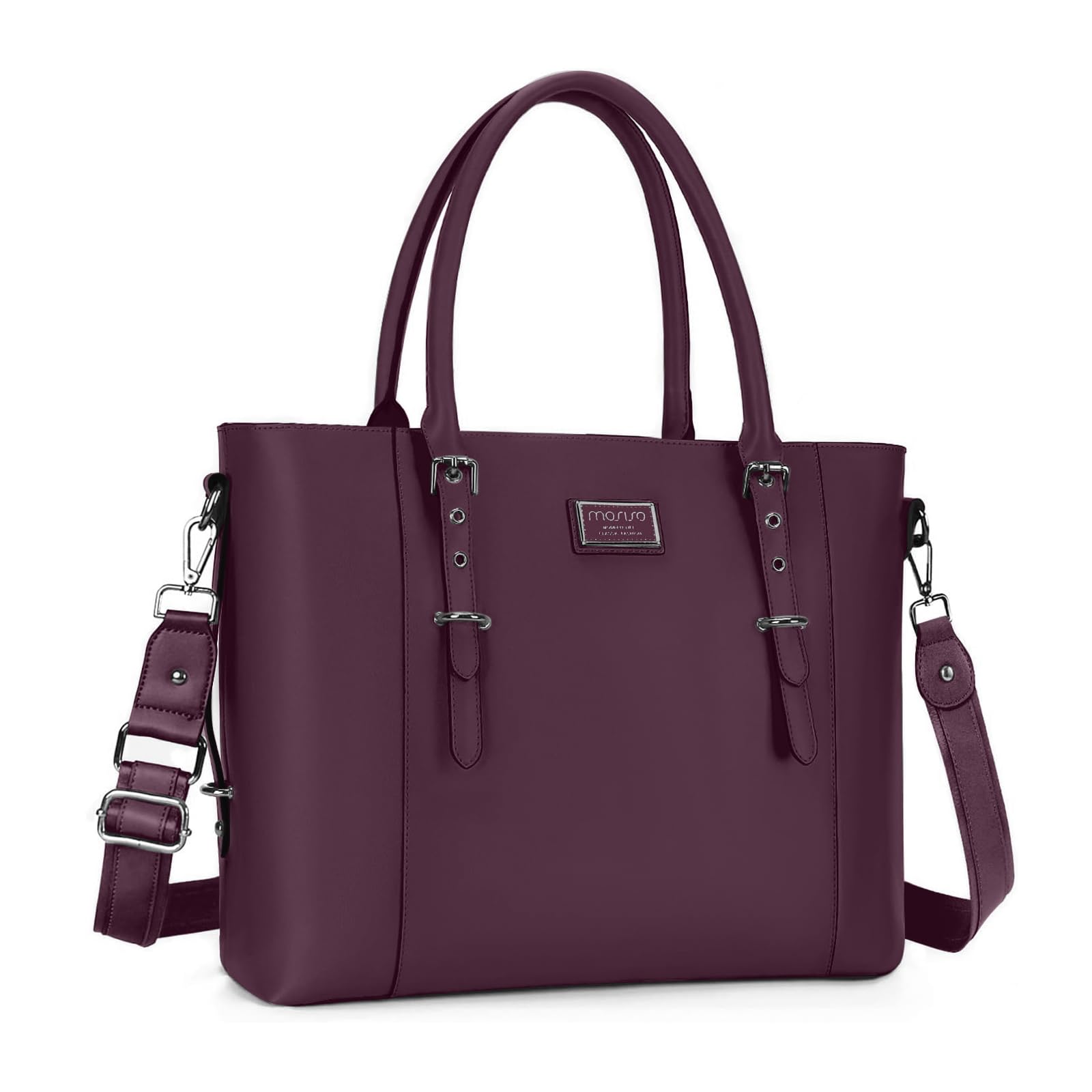 Foto 1 | Bolso De Mano Mosiso De Piel Sintética Para Portátil Para Mujer De 15 A 16 Pulgadas, Color Ciruela - Venta Internacio