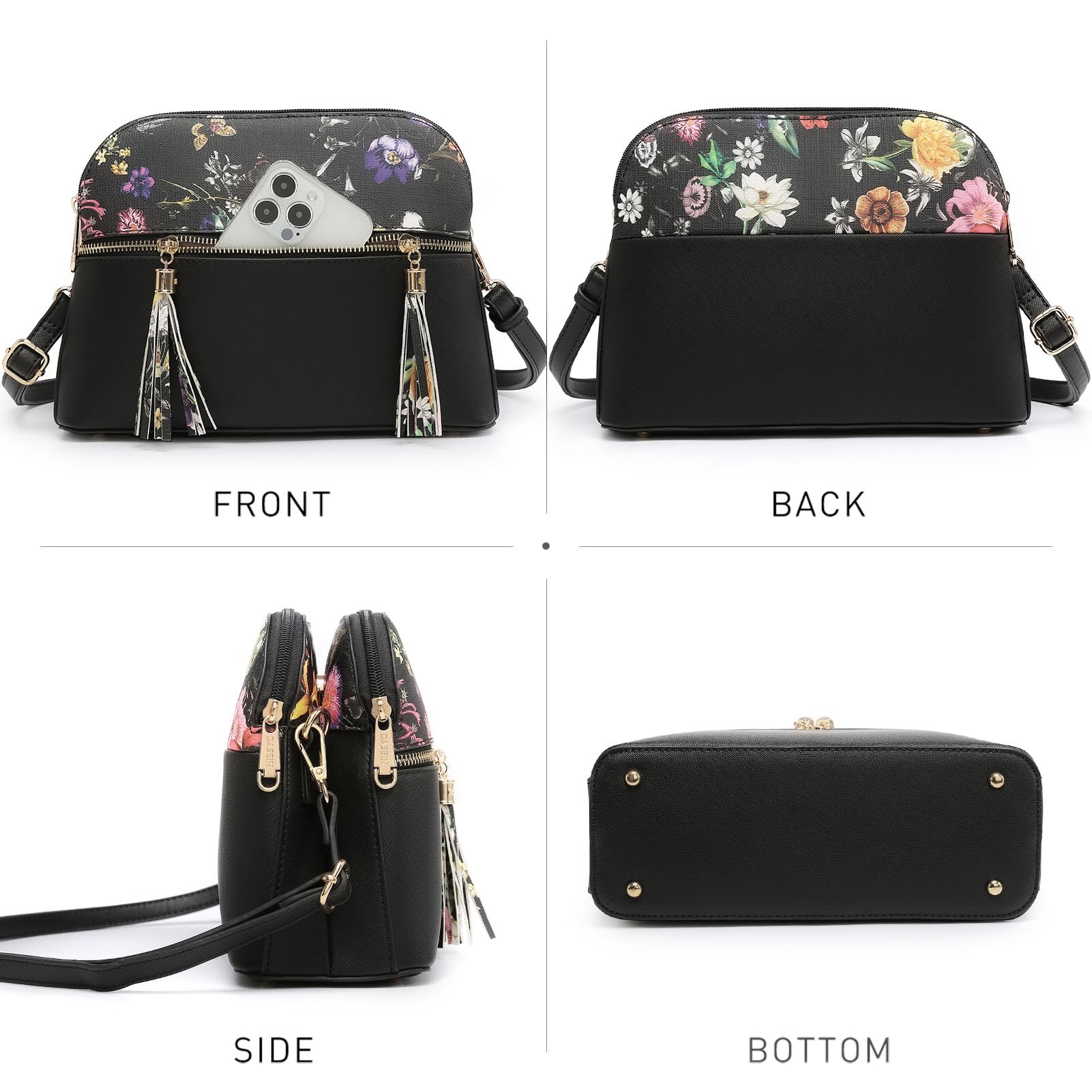 Foto 3 | Bandolera Dasein, Borla, Bolsillo Con Cremallera, Piel Vegana - Venta Internacional.