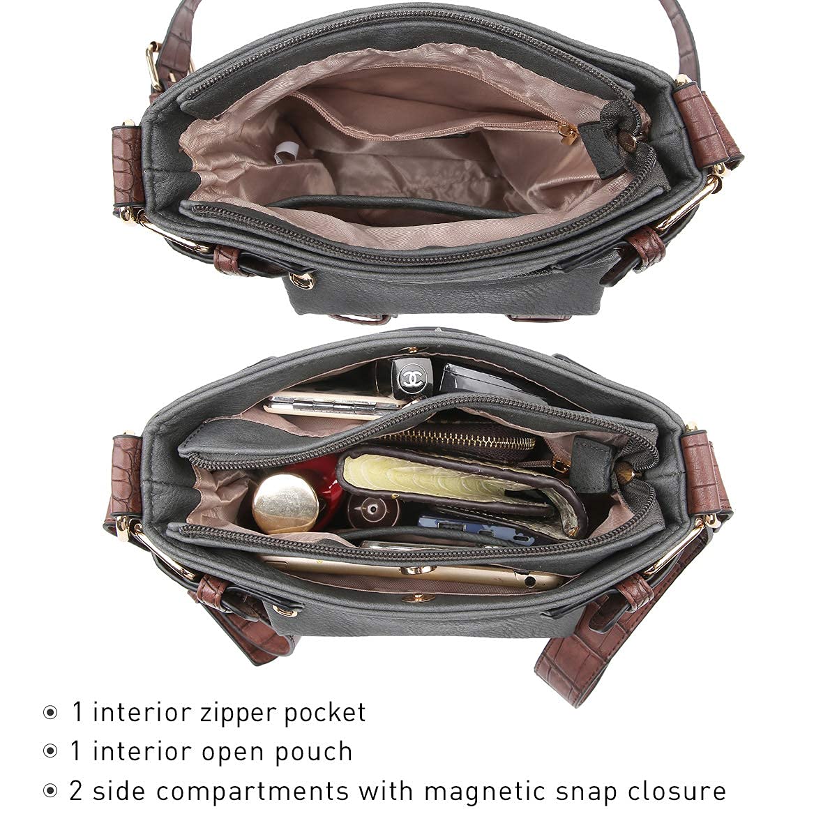 Foto 6 pulgar | Bandolera Dasein Top De Piel Suave Con Cinturón Para Mujer - Venta Internacional.
