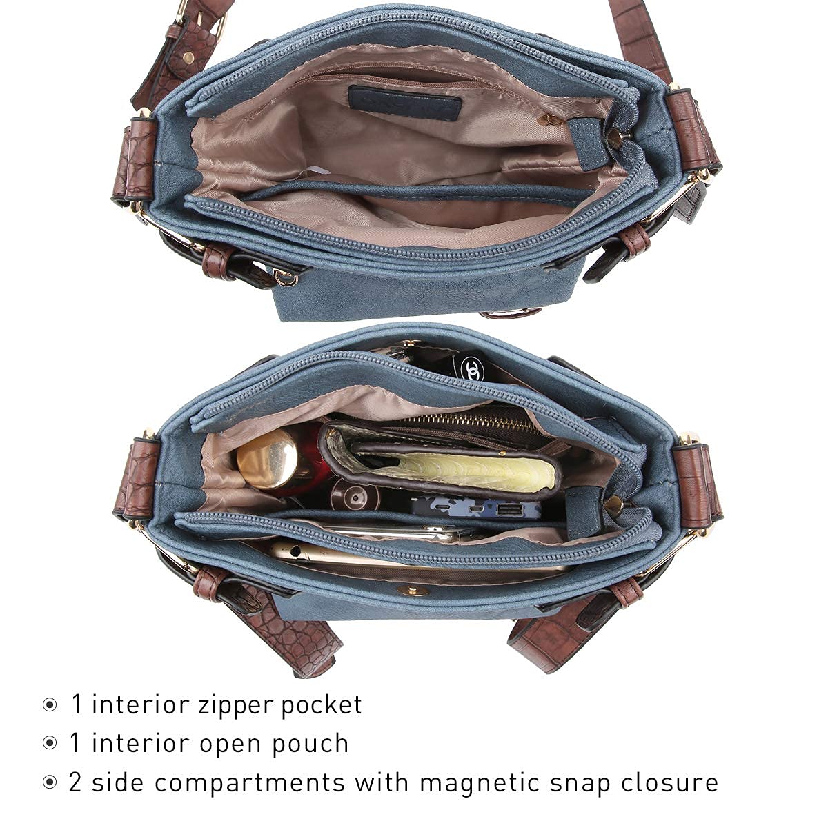Foto 6 pulgar | Bandolera Dasein Top De Piel Suave Con Cinturón Para Mujer - Venta Internacional.