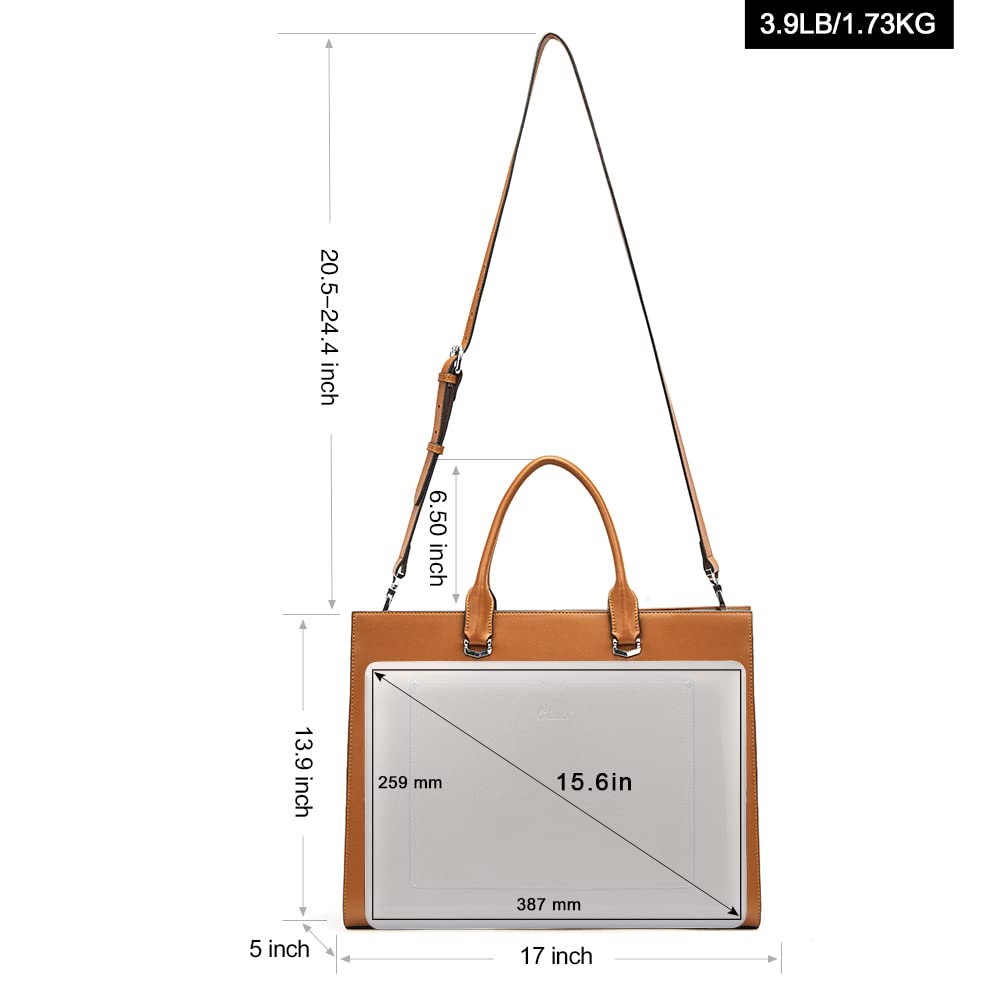 Foto 4 | Maletín Cluci Leather Para Portátil De Mujer 15.6'' Marrón - Venta Internacional.