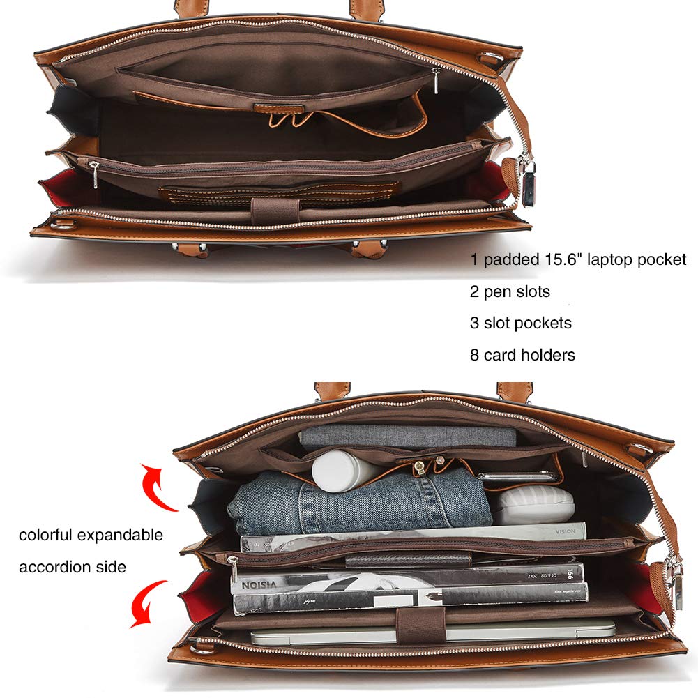 Foto 6 pulgar | Maletín Cluci Leather Para Portátil De Mujer 15.6'' Marrón - Venta Internacional.
