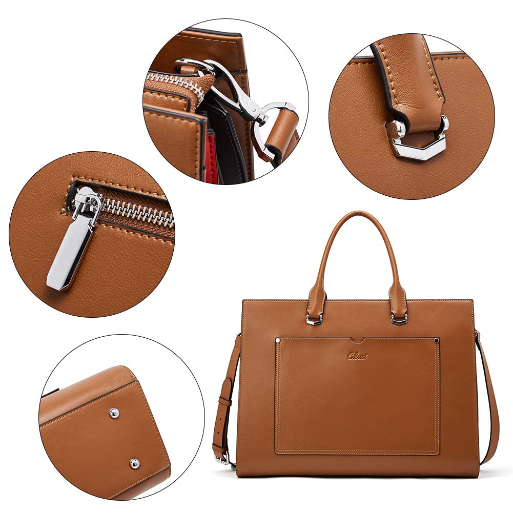 Foto 7 pulgar | Maletín Cluci Leather Para Portátil De Mujer 15.6'' Marrón - Venta Internacional.